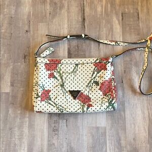 Guess Red and White Floral Crossbody Bag